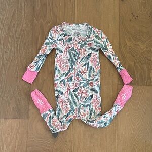 Posh Peanut Floral Footie with Pink and Green
